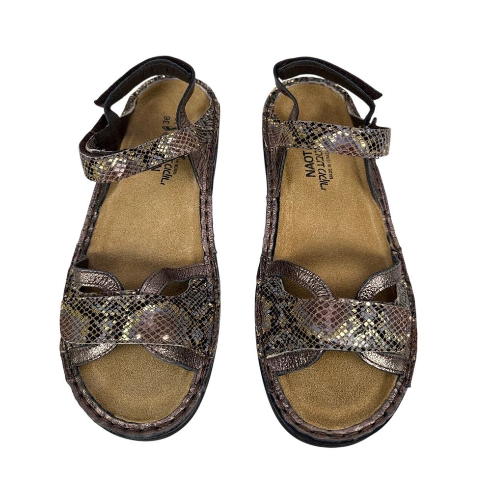 Naot Aeres Slingback Sandals‎ Womens 5-5.5 EU36 Leather Copper Python Adjustable